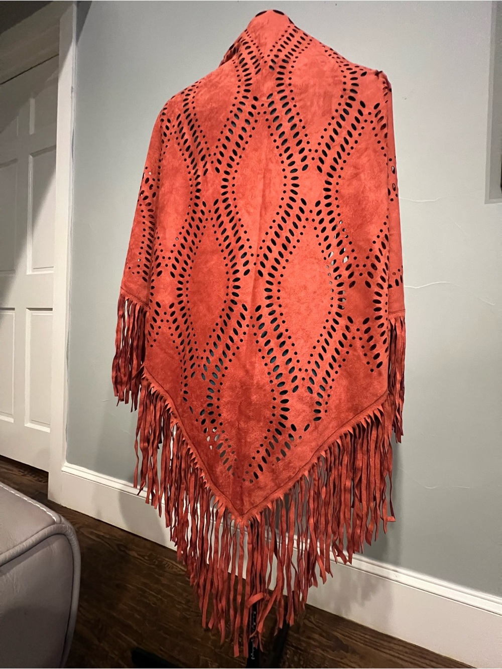 KARMA Terracotta Red Rust faux suede cutout Boho Western wrap